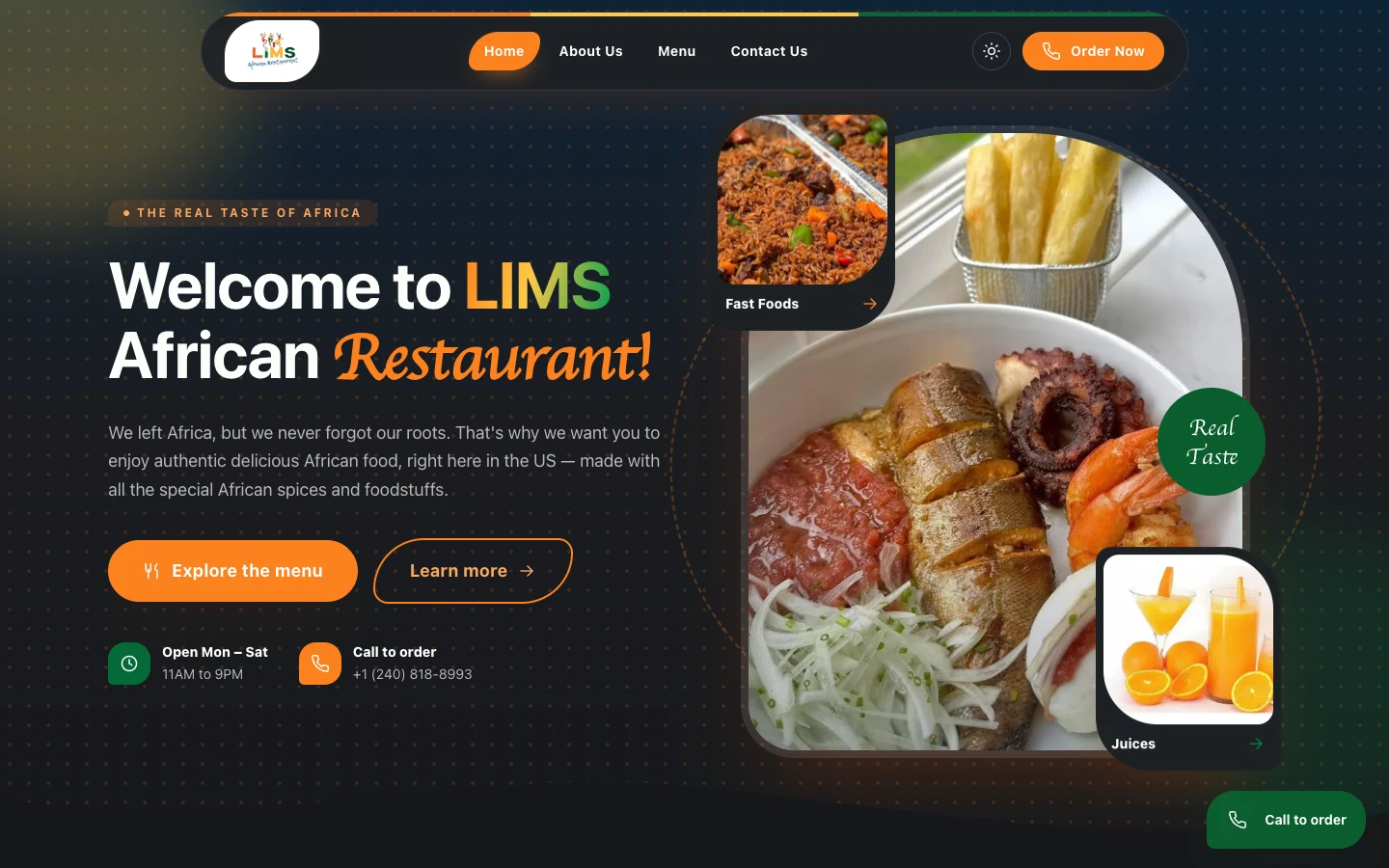 LIMS African Restaurant on desktop