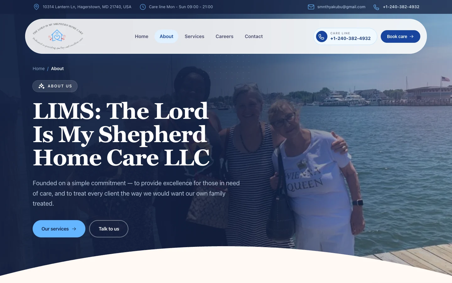 About page on the founder, the mission, and what makes the agency different, desktop view