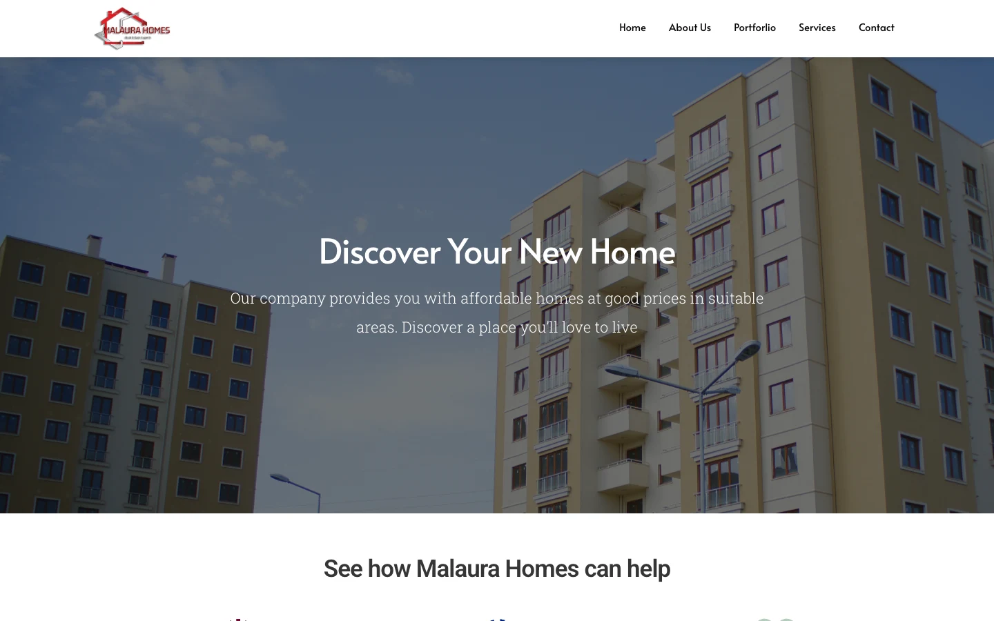 Malaura Homes home page on desktop