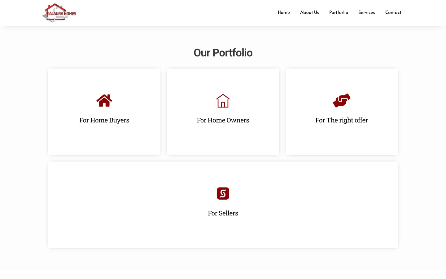Portfolio for buyers, owners, offers, and sellers, desktop view