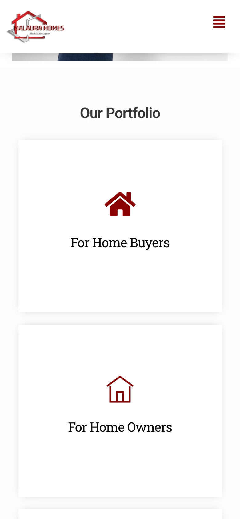 Portfolio for buyers, owners, offers, and sellers, mobile view