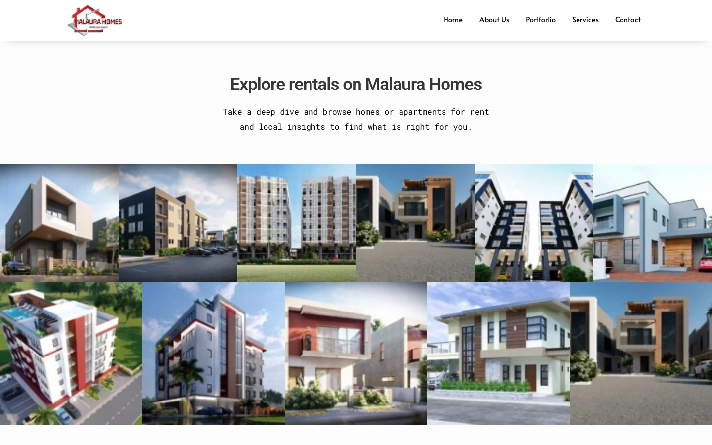 Explore rentals gallery with property photography, desktop view