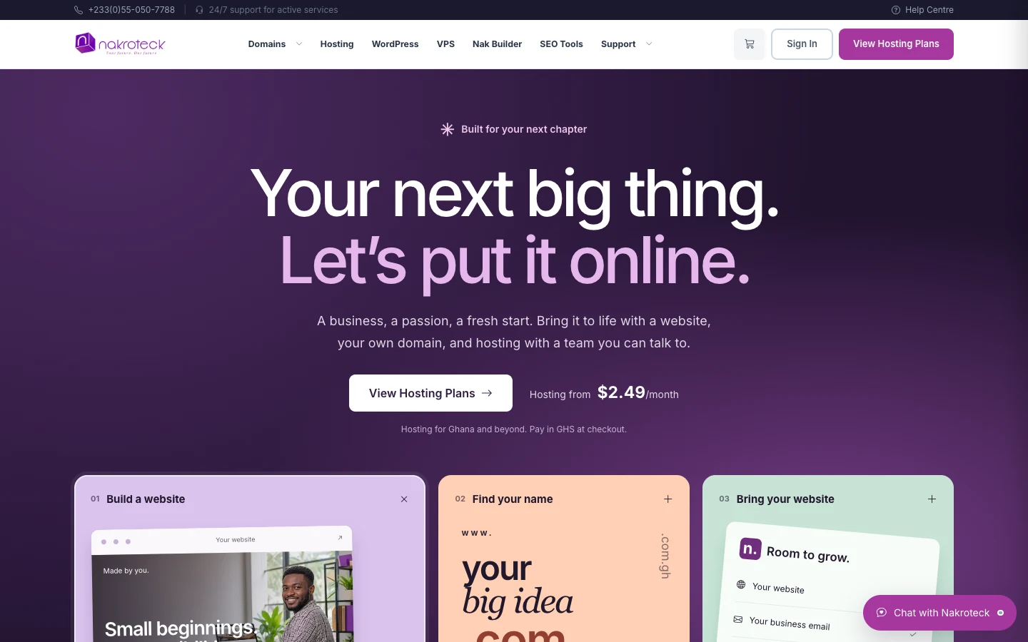 Nakroteck website on desktop