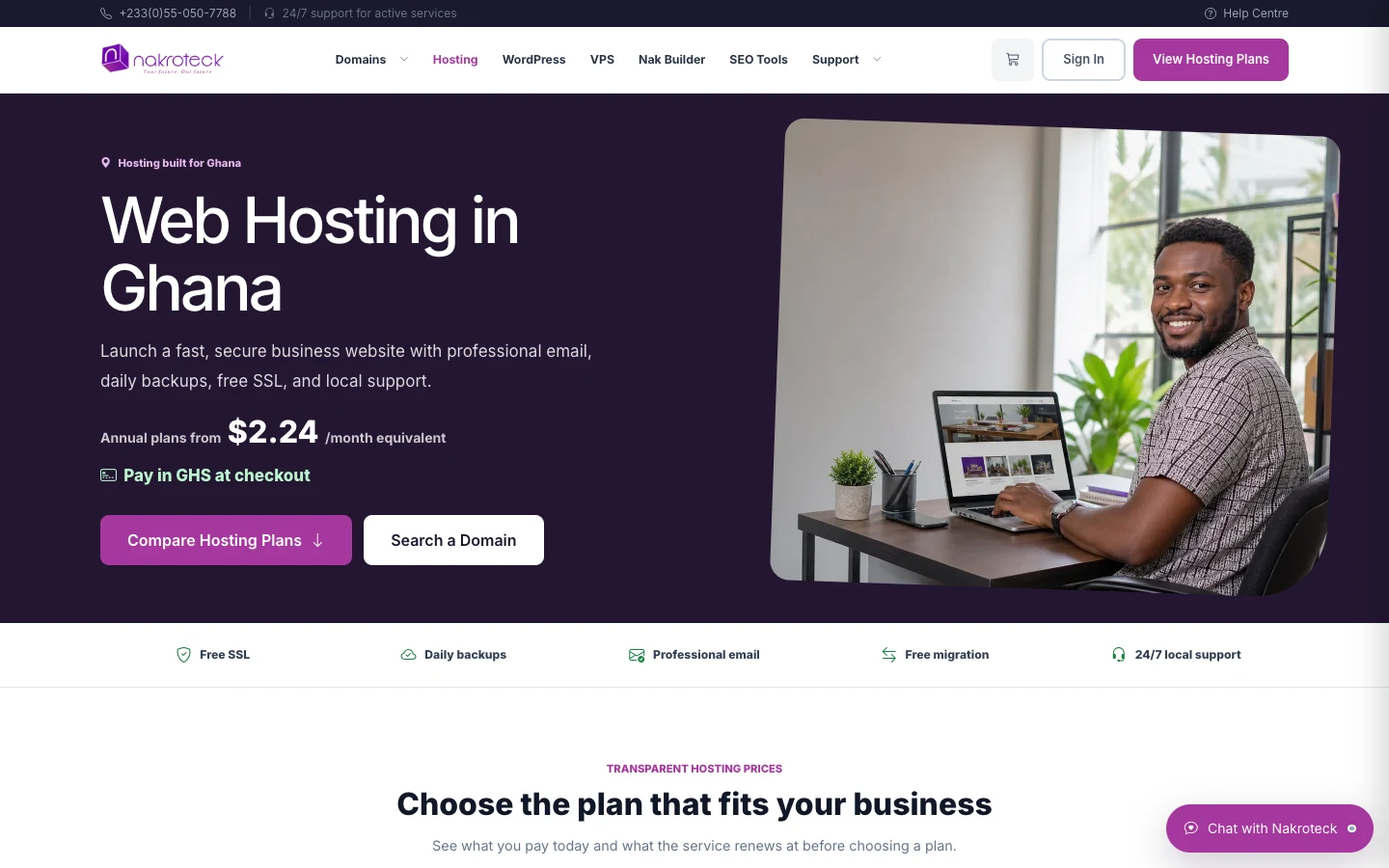 Shared hosting page comparing the Basic, Economy, Deluxe, and Platinum plans, desktop view