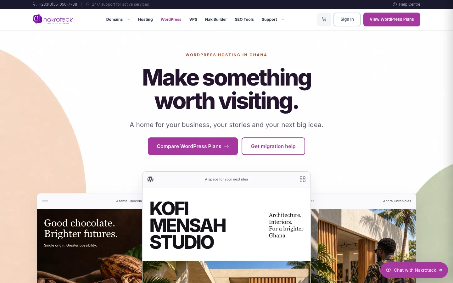 Managed WordPress hosting page, desktop view