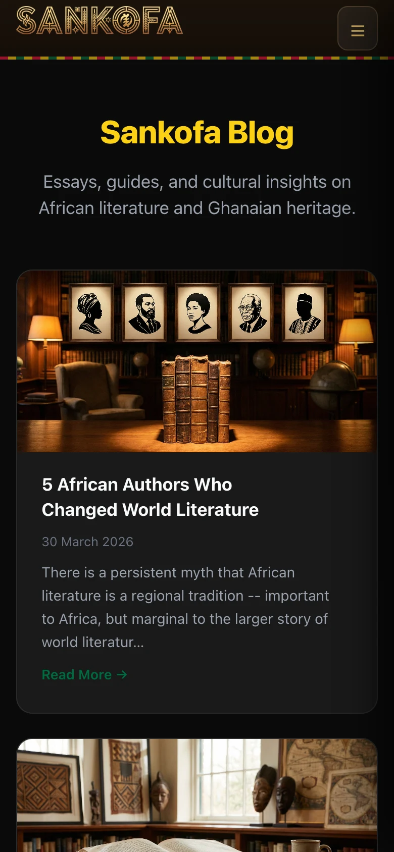 Blog on African and Ghanaian literature, mobile view