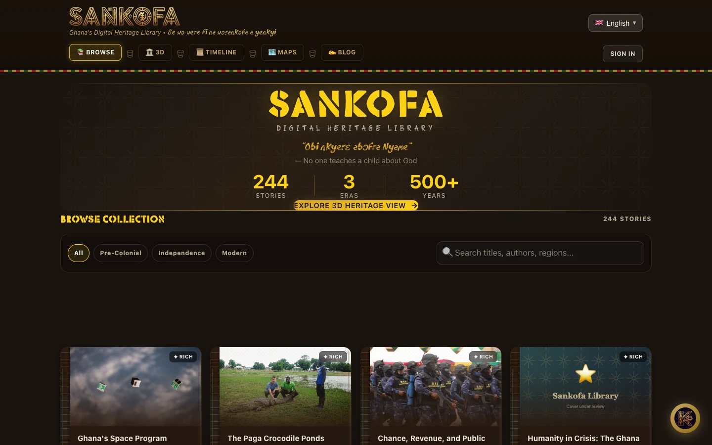 Sankofa Digital Heritage Library on desktop