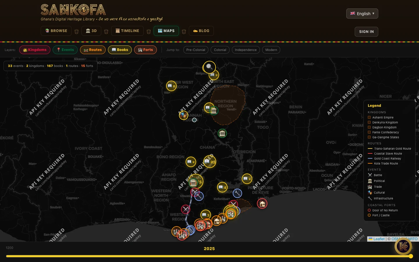 Historical maps view, desktop view