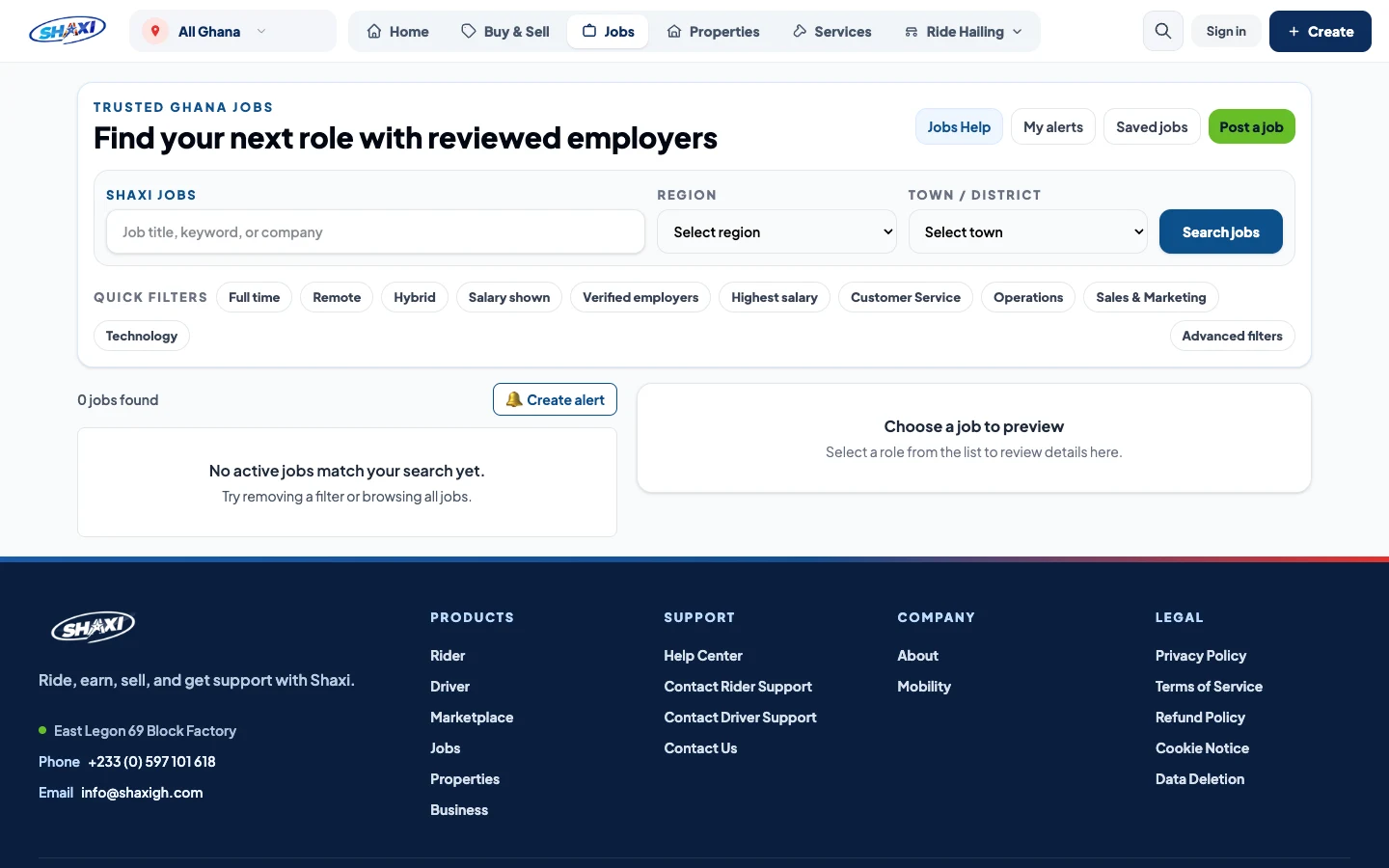 Jobs board on the web