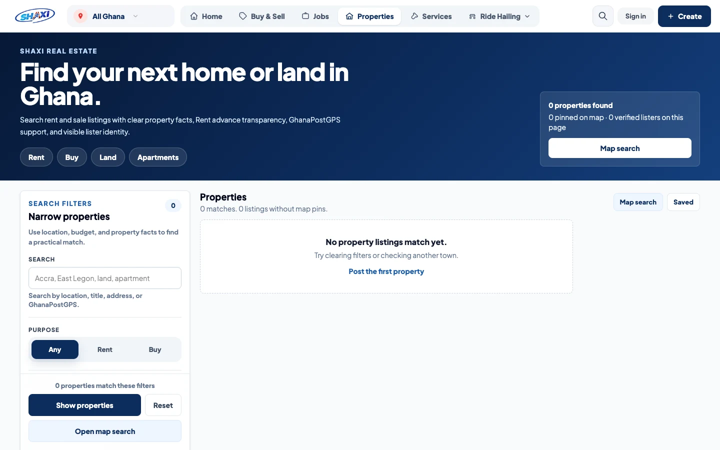 Property listings on the web