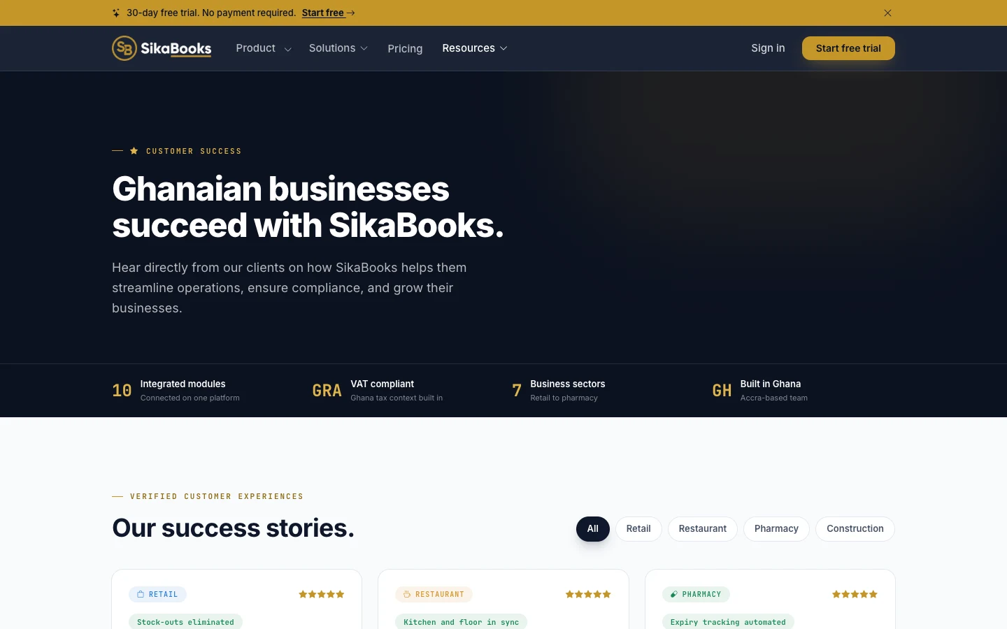 Customer stories page, desktop view