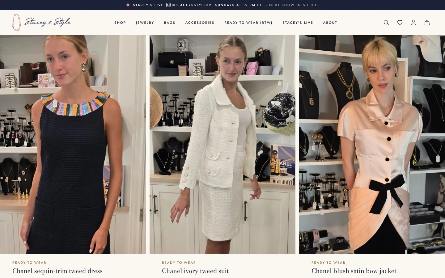 Stacey's Style home page on desktop